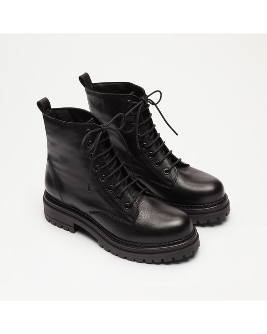 Russell & Bromley Combat 8 Women's Black Eyelet Military Boot