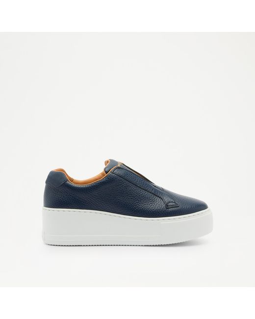 Russell & Bromley Blue Park Up Flatform Laceless Sneaker
