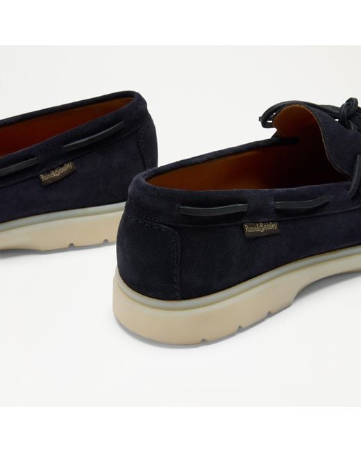 Russell & Bromley Blue Camerino & Suede Lace Tie Loafer for men