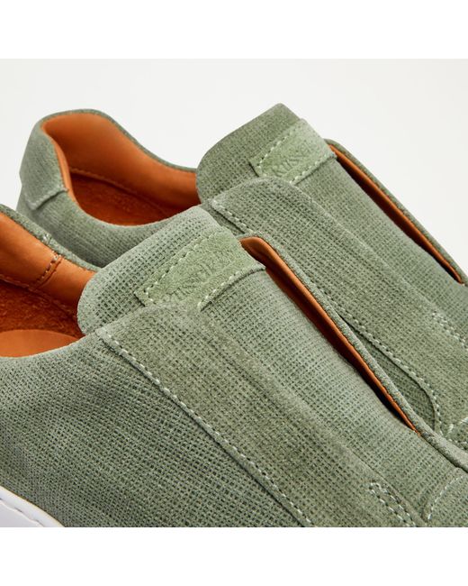 Russell & Bromley Park Up Women's Green Suede Laceless Flatform Sneakers