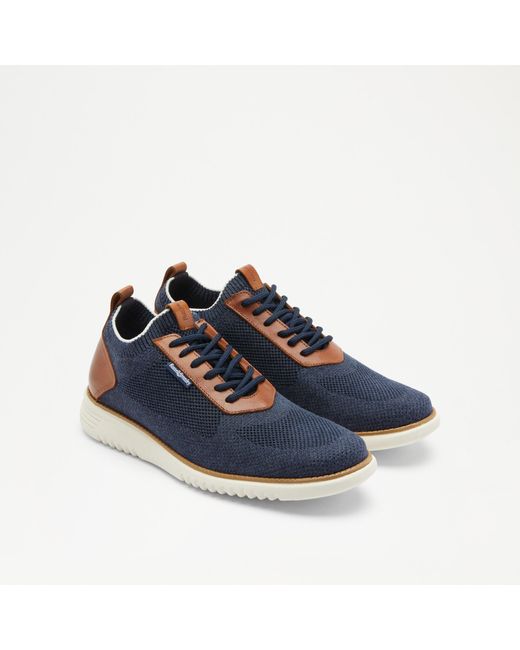Russell & Bromley Blue Ingleside Men's Navy Knitted Lace Up Sneaker for men