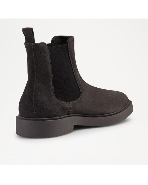Russell & Bromley Black Caserta Men's Grey Suede Drench Casual Chelsea Boots for men
