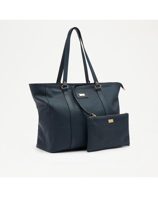 Russell & Bromley Blue City Trip Women's Navy Weave Embossed Tote Bag