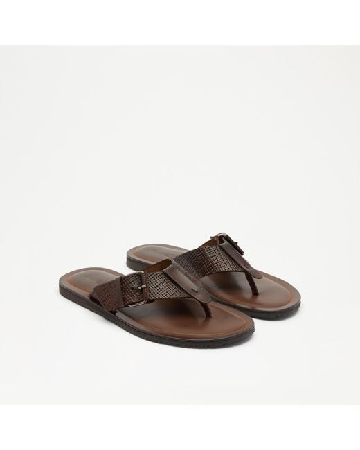 Russell & Bromley Brown Buckle Up Toe-post Buckle Sandal for men