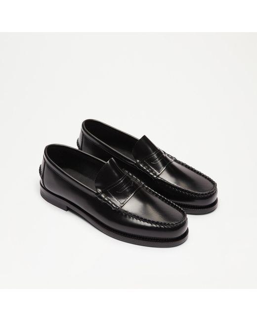 Russell & Bromley Dartmouth Men's Black Leather Moccasin Saddle Loafers for men