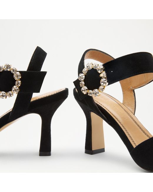 Russell & Bromley Waltz Women's Black Embellished Buckle Heeled Sandal