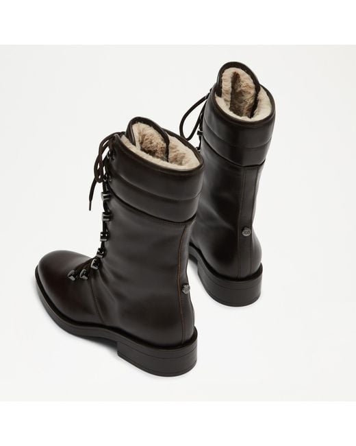 Russell & Bromley Black Cushion Women's Brown Fold Down Laced Hiker Boot
