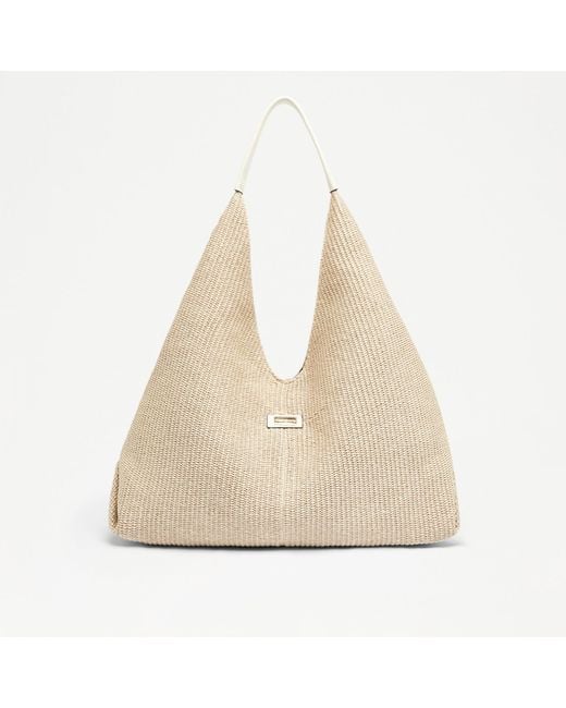 Russell & Bromley Natural Everyday Women's Neutral Leather Woven Oversized Shopper Shoulder Bag
