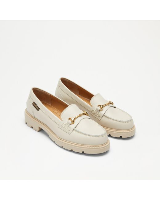Russell & Bromley Natural Westminster Women's White Snaffle Lug Sole Loafer