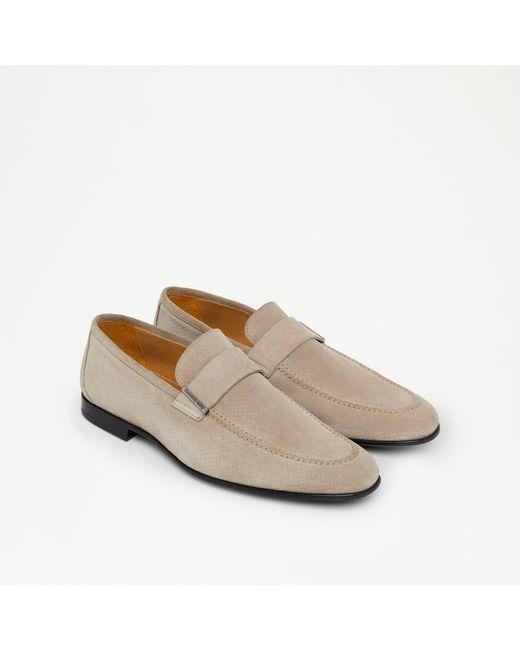 Russell & Bromley Natural Sumberto Men's Beige Perforated Suede Loafer for men