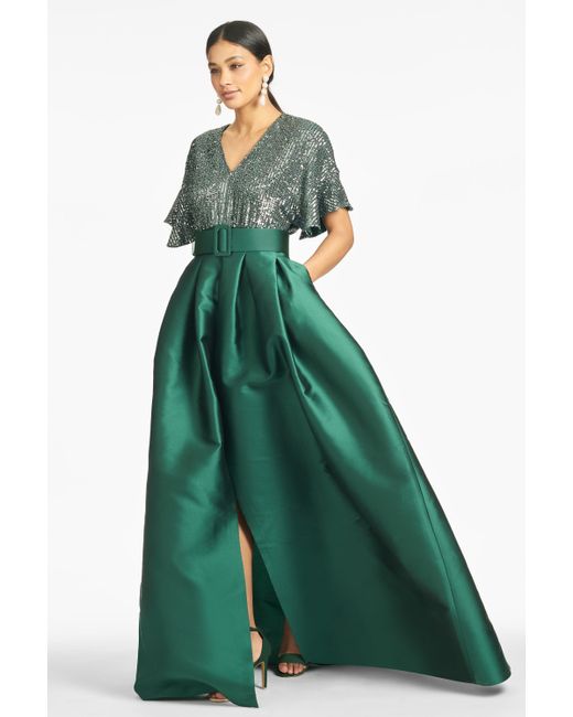 sachin and babi green dress & Bonnie satin-finish Gown | The full Sachin & Babi Simone Gown