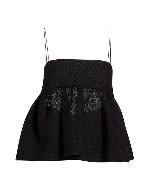 Cecilie Bahnsen Cotton Flared Self-tie Open-back Top in Black | Lyst