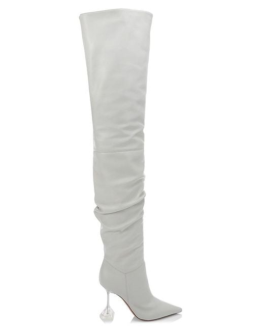 white leather thigh high boots