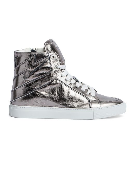 Zadig & Voltaire High Flash Vintage Metallic Leather High-top Sneakers ...