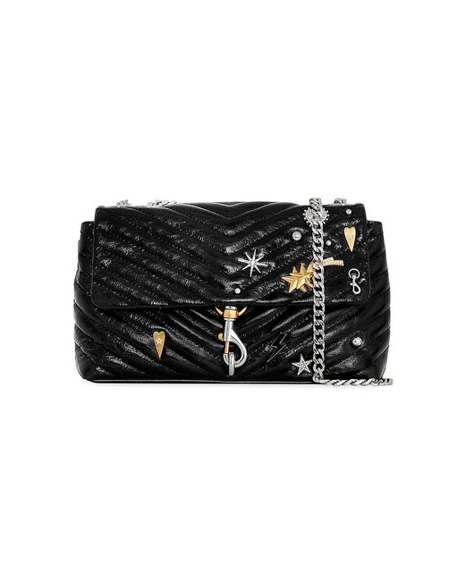 Rebecca Minkoff Medium Edie Celestial Leather Crossbody Bag in Black | Lyst
