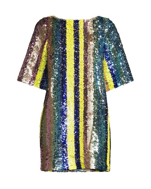 ONE33 SOCIAL Synthetic Sequin Striped T-shirt Dress | Lyst