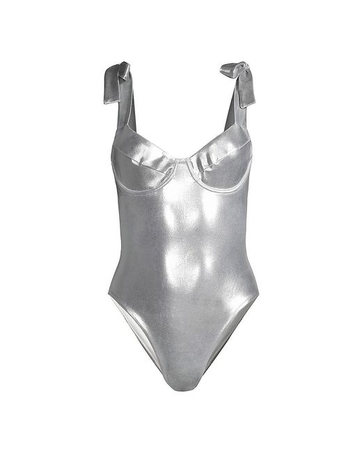 Cynthia Rowley Synthetic Metallic Onepiece Swimsuit Lyst