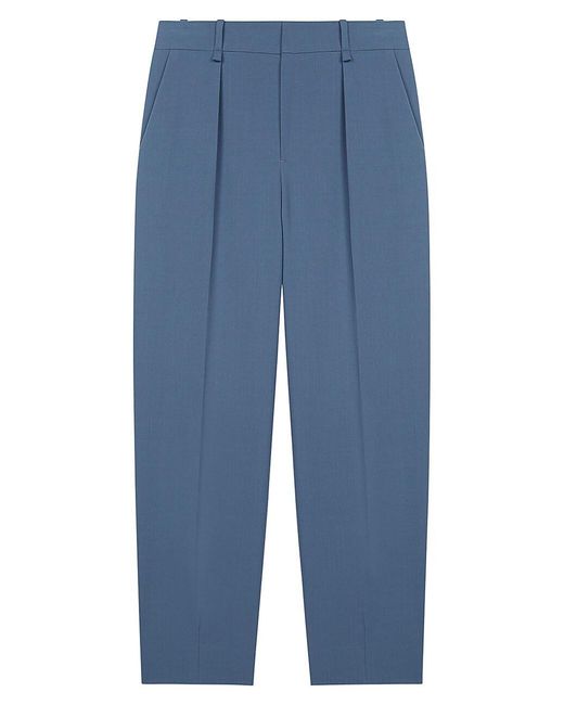 Maje Synthetic Pleated Straight-fit Trousers in Steel Blue (Blue) | Lyst