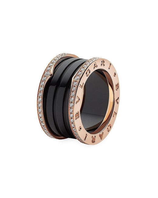 Bvlgari B Zero1 Black Ceramic Diamond Ring In Rose Gold Metallic Lyst Bvlgari B Zero1 Black Ceramic Diamond Ring In Rose Gold Metallic Lyst