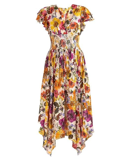 Shoshanna Synthetic Pasadena Floral Midi-dress | Lyst