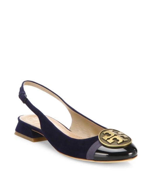 navy blue flat slingbacks