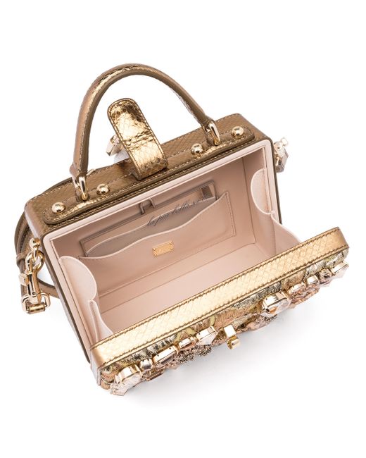 Dolce & Gabbana Leather Rosaria Crystal-embellished Box Bag | Lyst