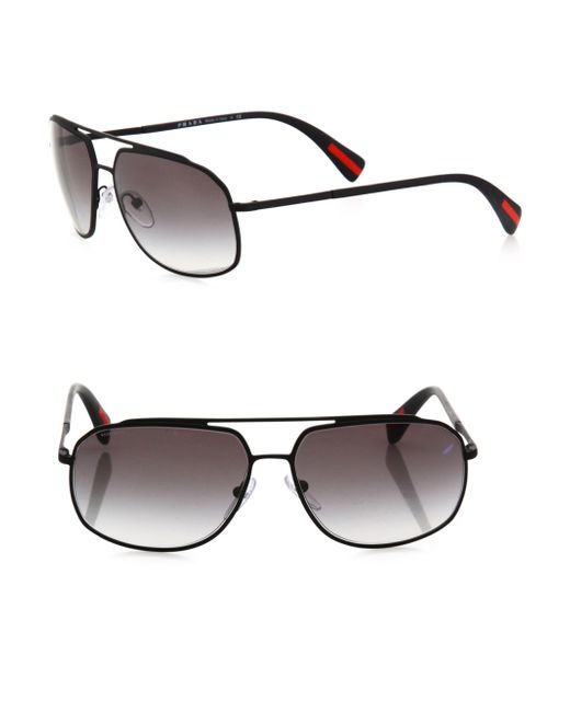 Prada sport Rectangular Sunglasses in Black for Men Lyst