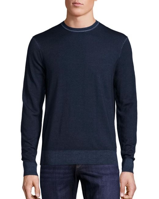 Lyst - Michael Kors Washed Merino Wool Sweater in Blue for Men - Save 39%