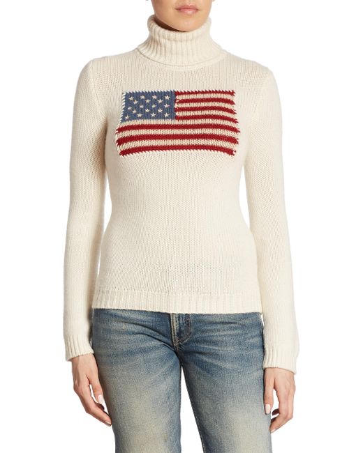 Ralph lauren collection Iconic Flag Cashmere Turtleneck Sweater in ...