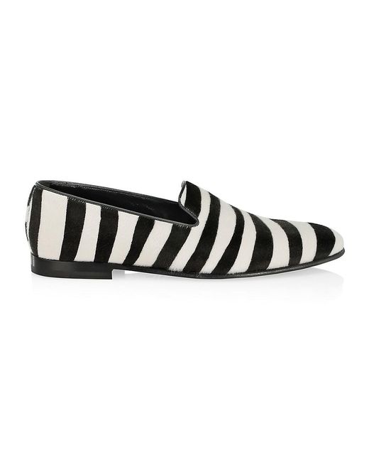 Manolo Blahnik Leather Mario Striped Loafers in Black for Men | Lyst
