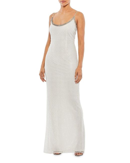 mac duggal drop beaded column gown