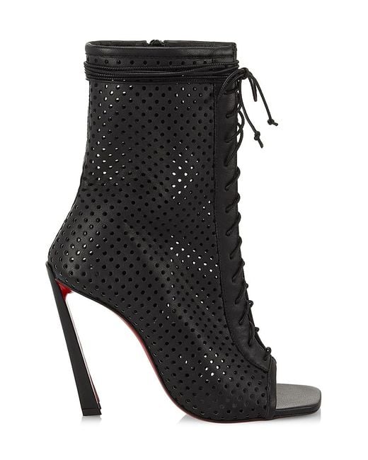 Christian Louboutin Open Condora 100 Leather Lace-up Booties in Black ...