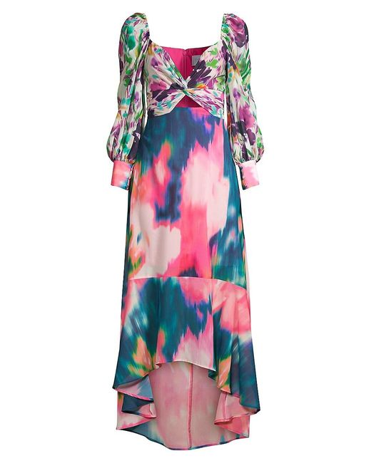 ONE33 SOCIAL Synthetic Watercolor Print Knotted Maxi Dress in White | Lyst