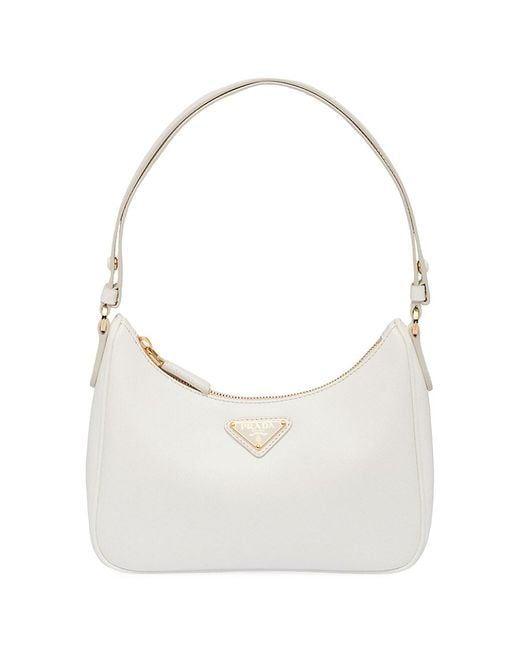 Prada Re-edition Saffiano Leather Mini Bag in White