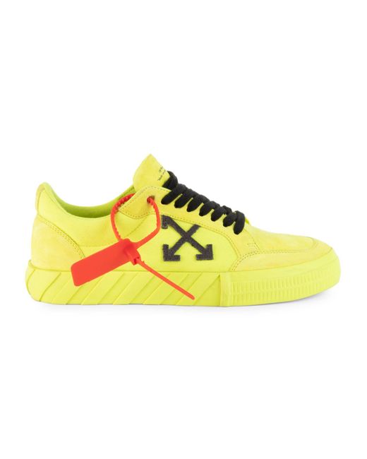 Off-White c/o Virgil Abloh Low Vulcanized Fluorescent Leather Sneakers ...