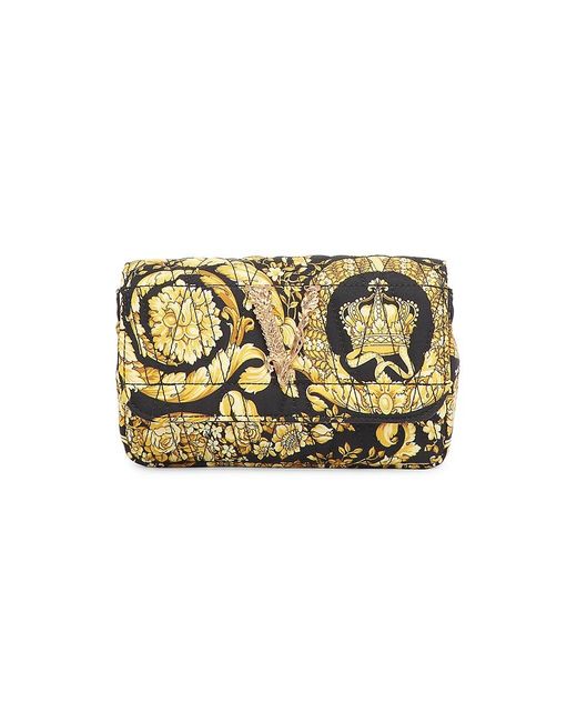 Versace Mini Virtus Barocco Quilted Silk Crossbody Bag in Natural | Lyst