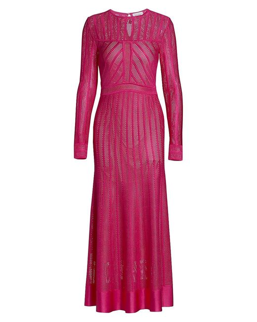 St. John Ottoman Striped Mesh Knit Flared Dress | Lyst