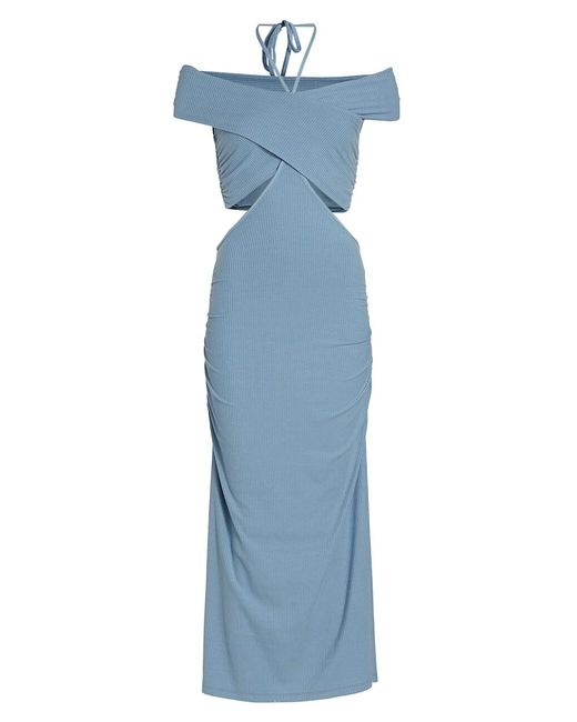 Jonathan Simkhai Akane Shaping Off-the-shoulder Cut-out Halter Dress in ...