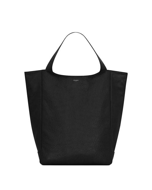 Saint Laurent Maxi Tote In Grained Leather In Black 