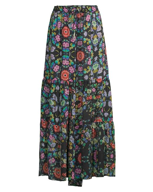 Johnny Was Ella Viola Floral Tiered Wide-leg Pants in Green | Lyst
