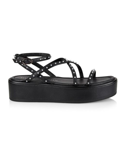 Stuart Weitzman Leather Summerlift Pearl Platform Ankle-strap Sandals ...