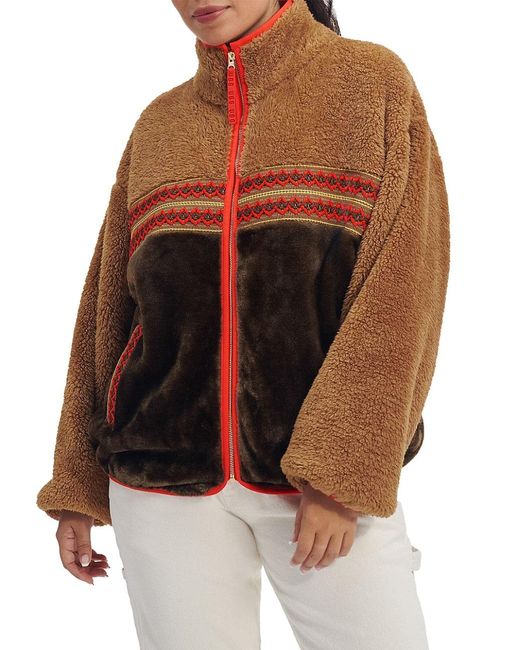 UGG Sherpa & Faux Fur Marlene Jacket in Brown Lyst