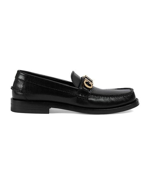Gucci Leather Cara Classic Logo Moccasin Loafers in Nero (Black) | Lyst