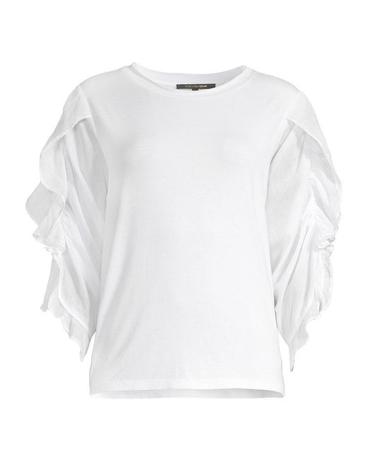 Kobi Halperin Synthetic Veronica Ruffle-sleeve Top in White | Lyst