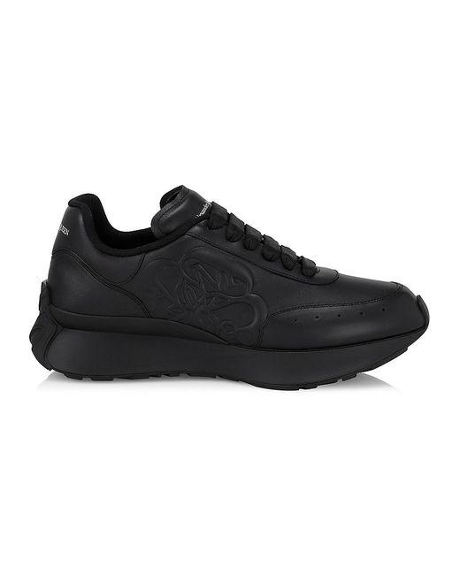 Alexander McQueen Leather Sprint Runner Sneakers in Black for Men | Lyst