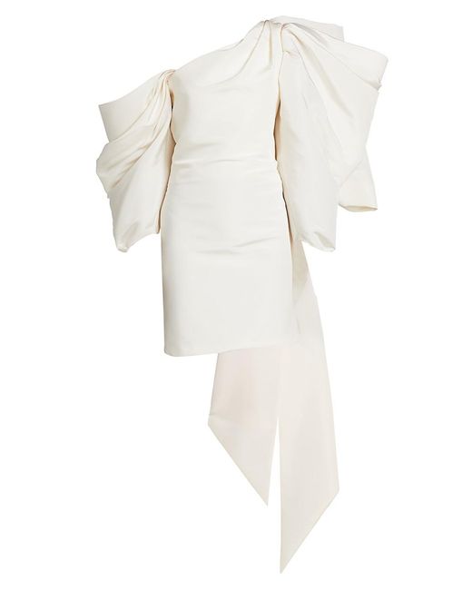 Carolina Herrera Dramatic Bow-back Silk Cocktail Dress in White | Lyst