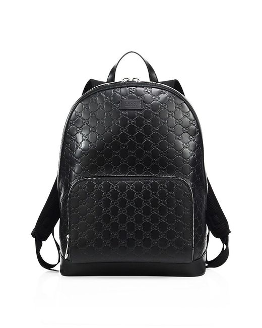 Gucci Signature Leather Backpack, Black for Men | Lyst