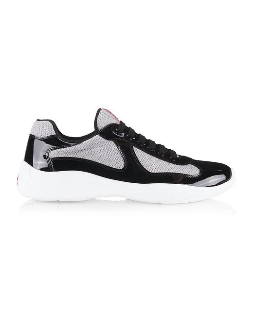 new america's cup patent leather and technical fabric sneakers