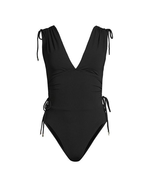 Robin Piccone Aubrey Plunging V-neck One-piece Swimsuit in Black | Lyst