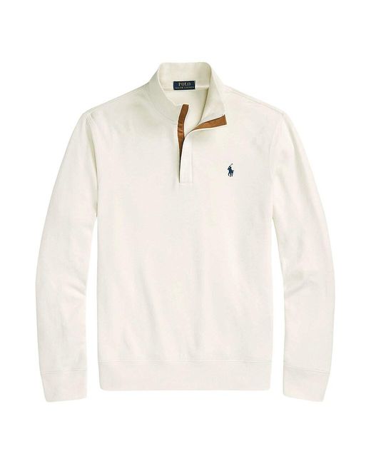 Polo Ralph Lauren Quarter-zip Cotton Pullover in White for Men | Lyst